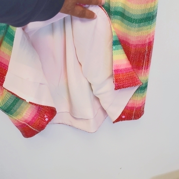 J.Crew Short-Sleeve Sequin Dress in Watermelon Stripe Size 2 - Picture 14 of 16